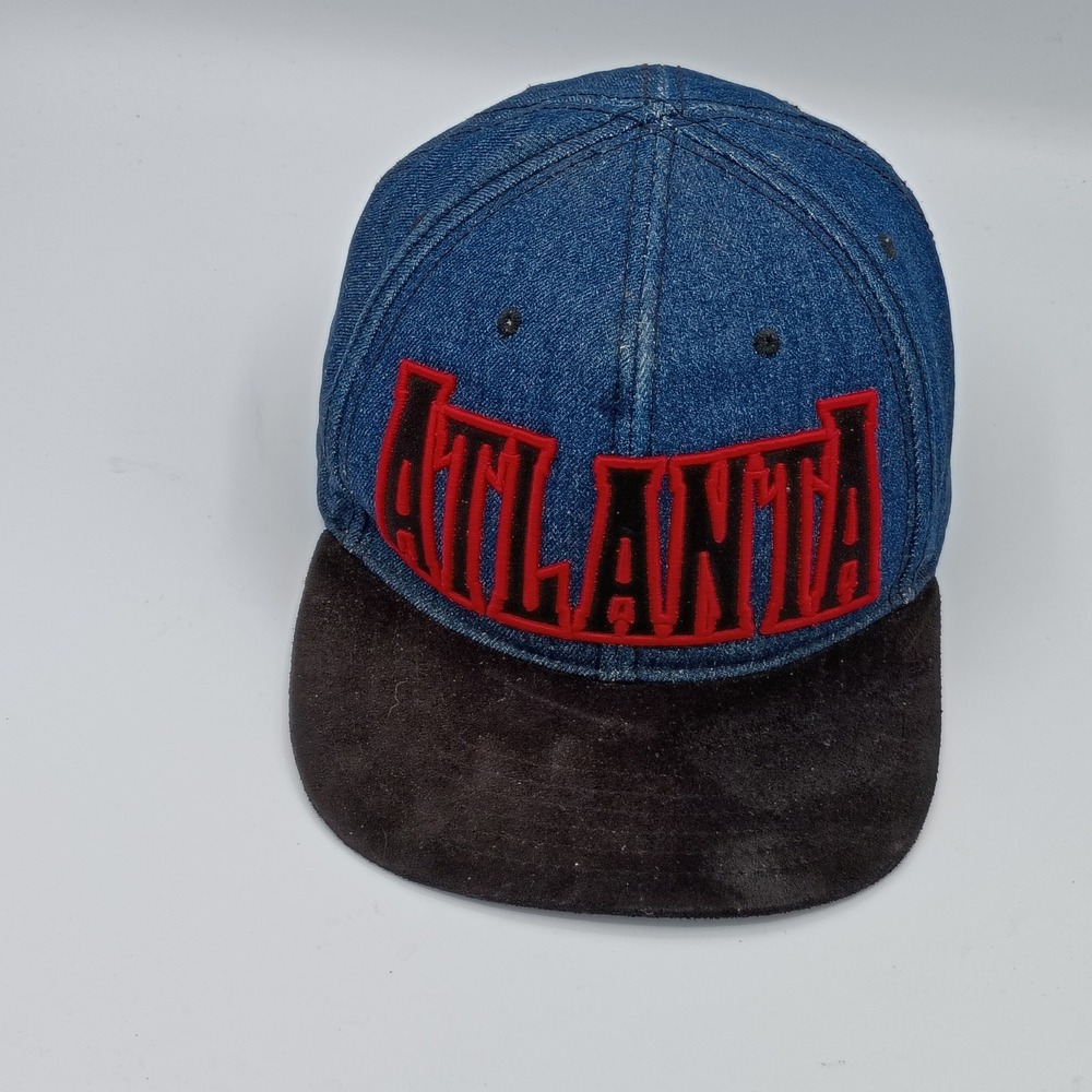 Unbranded Mens Atlanta Snapback Hat Blue Denim OSFM Retro ATL Cap